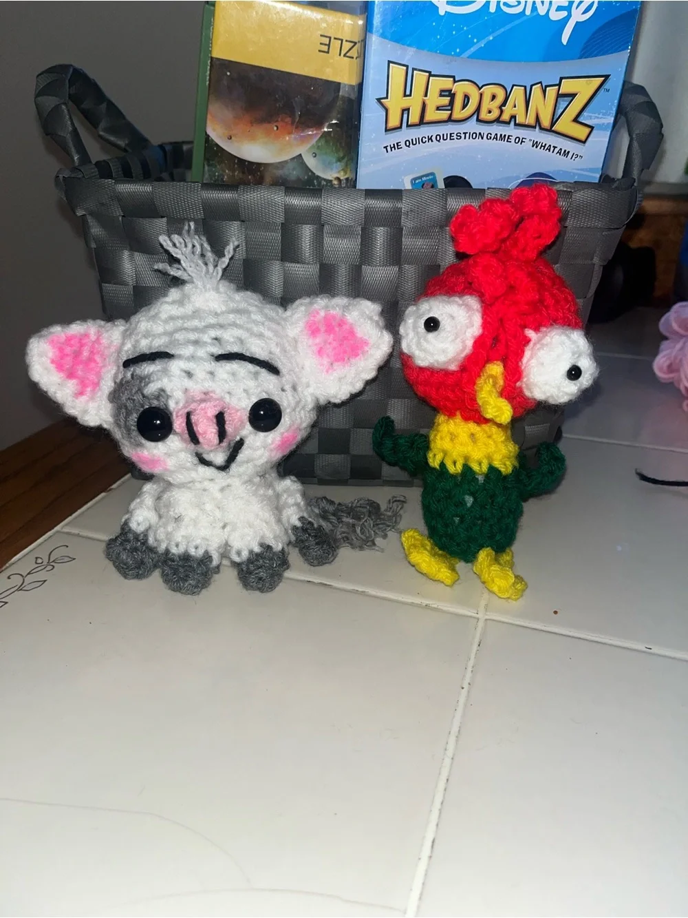 Handmade Crochet Small Pet Toys - White and Red Plush Amigurumi